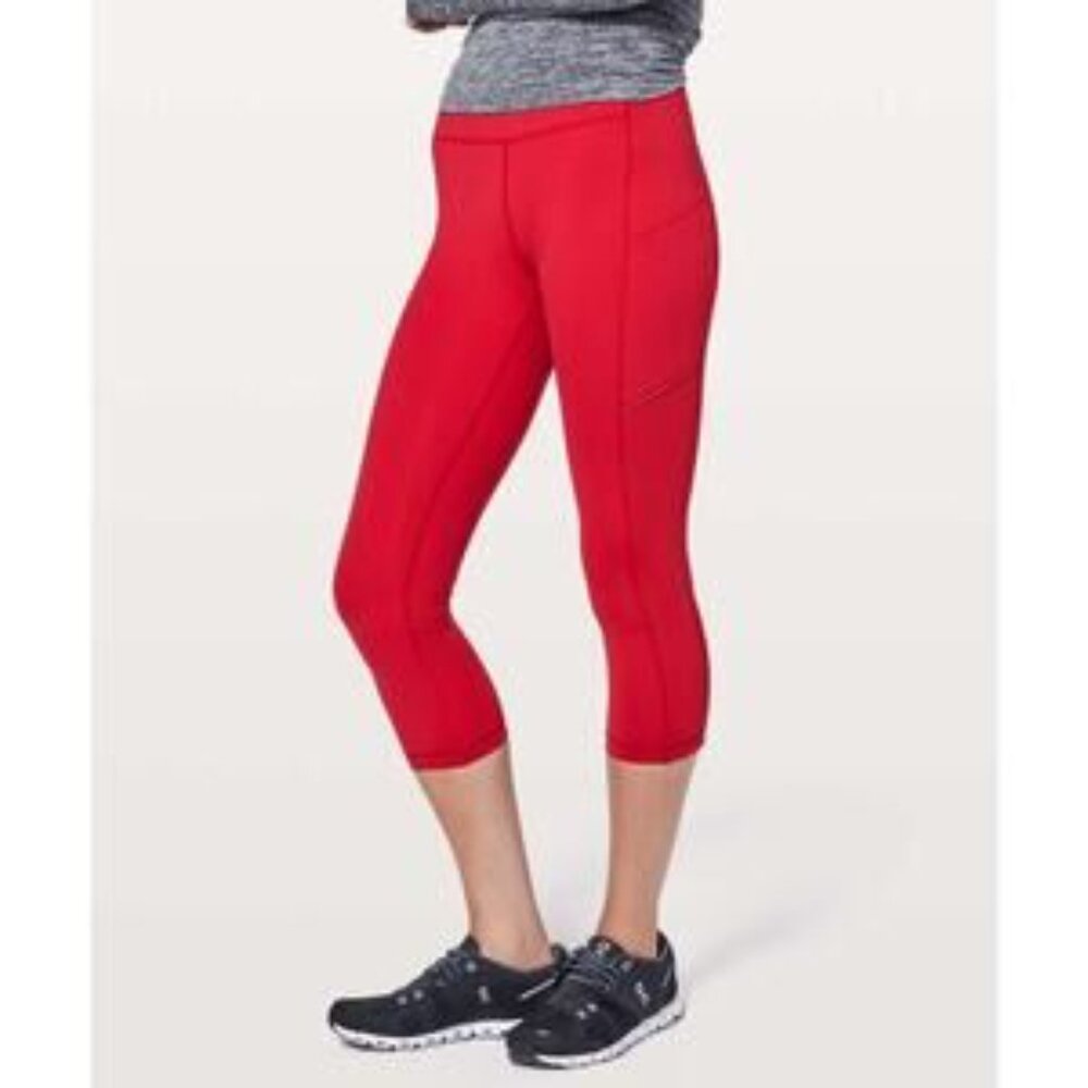 Lululemon Speed Up Crop  21", Flamenco Red, Size 4